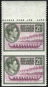 Solomon Islands, 1939, 2-1/2p Olive Green & Rose Violet, Vertical Pair, Imperforate Horizontally, (Scott 71a; SG 64a)